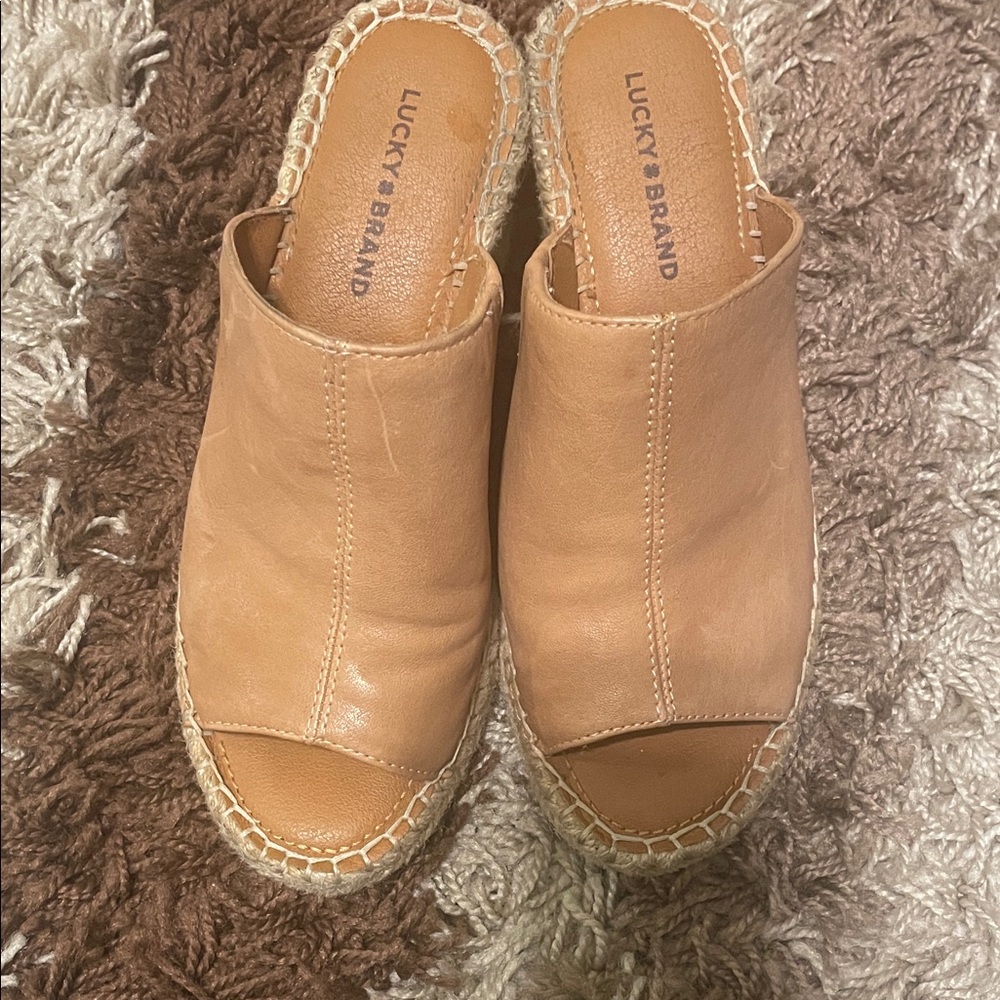 Lucky Brand Tan Leather Mules
